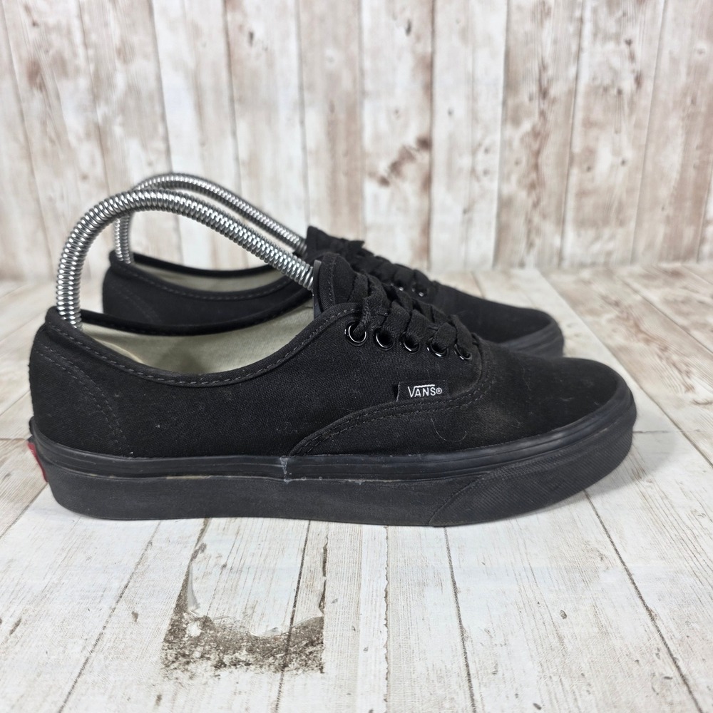 Vans Authentic‎ Black Canvas Low Top Sneakers Womens 8 Mens 6.5 Triple Black